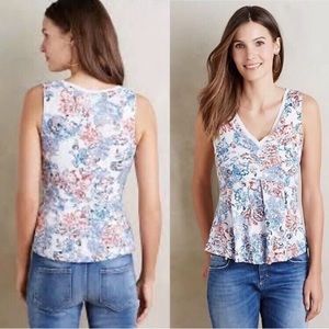 Anthropologie by Deletta Amalia Peplum top in floral print